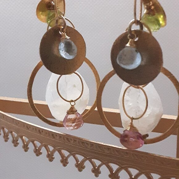 Gold dangle earrings Designed by Nina Nyugen - Picture 7 of 13